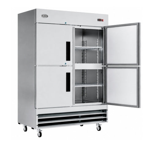 54 in. Commercial Stainless Steel Solid Half Door Reach-In Freezer, 47 cu. ft.
