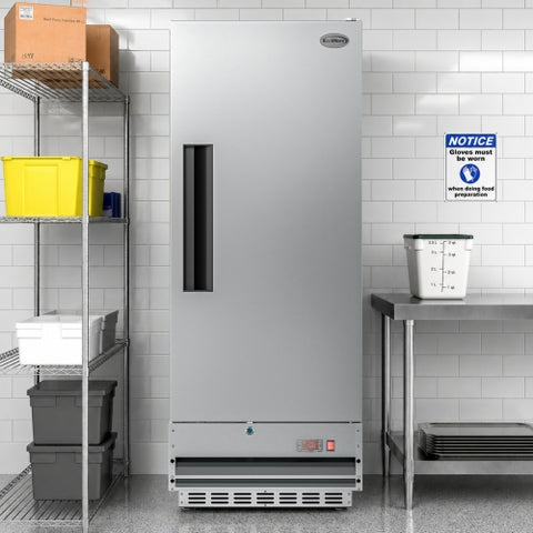 25 in. Commercial Stainless Steel 1-Door Reach-In Freezer, 12 cu. ft.
