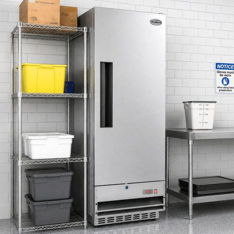 25 in. Commercial Stainless Steel 1-Door Reach-In Freezer, 12 cu. ft.