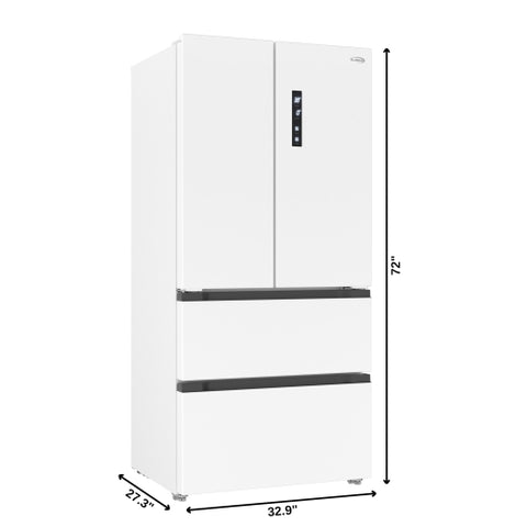 17.9 Cu. Ft. 33-Inch 4-Door French Door Refrigerator with Manual Twist Ice Maker, White