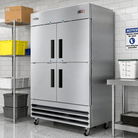 54 in. Commercial Stainless Steel Solid Half Door Reach-In Freezer, 47 cu. ft.
