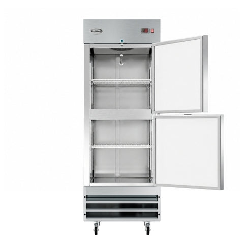 29 in. Commercial Stainless Steel Solid Half Door Reach-In Freezer 23 cu. ft.