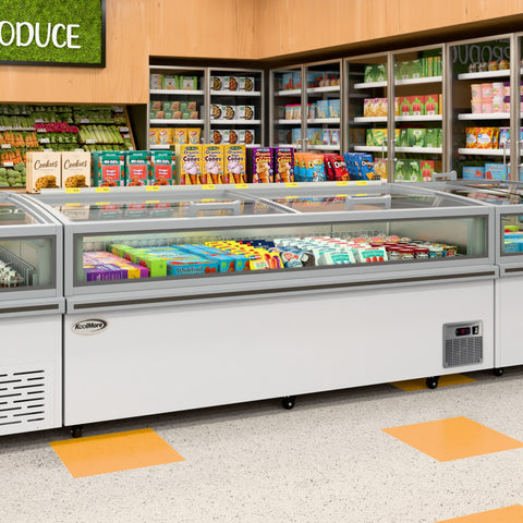 79 in. 31 cu. ft. Commercial Auto Defrost Convertible Island Freezer/Refrigerator in White