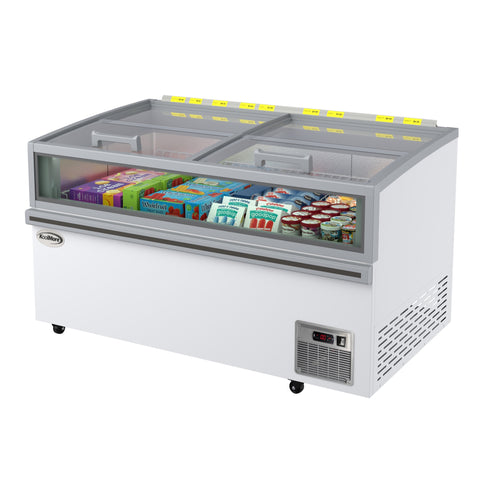 59 in. 20 cu. ft. Commercial Auto Defrost Convertible Island Freezer/Refrigerator in White