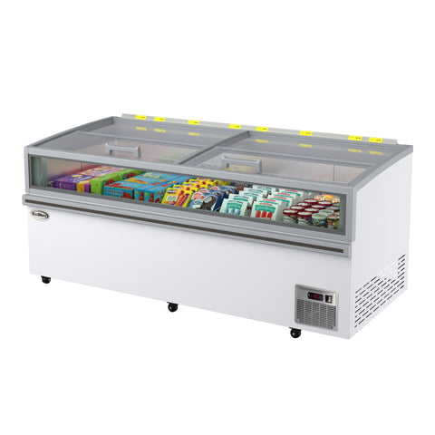 79 in. 31 cu. ft. Commercial Auto Defrost Convertible Island Freezer/Refrigerator in White