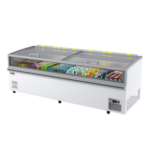 98 in. 38 cu. ft. Commercial Auto Defrost Convertible Island Freezer/Refrigerator in White