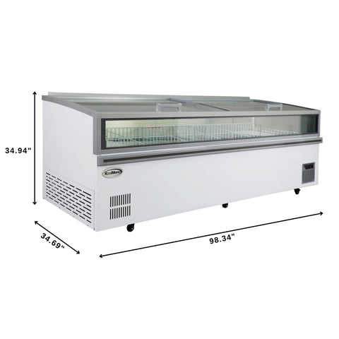 98 in. 38 cu. ft. Commercial Auto Defrost Convertible Island Freezer/Refrigerator in White