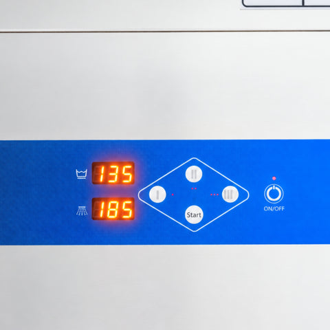 24 in. Commercial Hood-Type High-Temperature Dishwasher, 40 Racks/Hour, 90-Second Cycle, 240V in Stainless-Steel