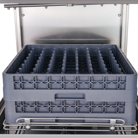 24 in. Commercial Hood-Type High-Temperature Dishwasher, 40 Racks/Hour, 90-Second Cycle, 240V in Stainless-Steel