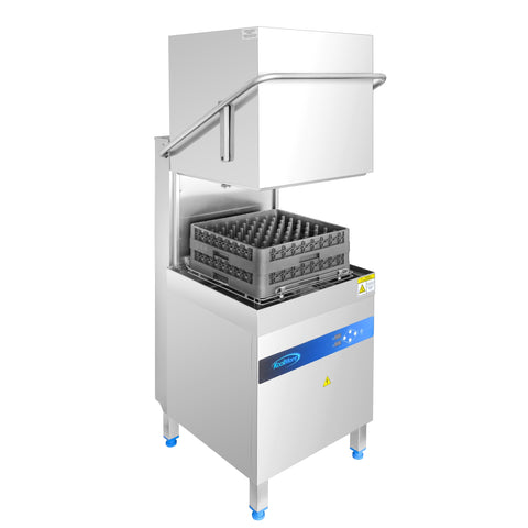 24 in. Commercial Hood-Type High-Temperature Dishwasher, 40 Racks/Hour, 90-Second Cycle, 240V in Stainless-Steel