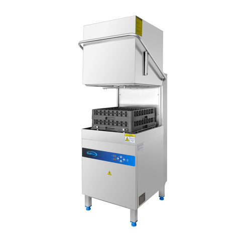 24 in. Commercial Hood-Type High-Temperature Dishwasher, 40 Racks/Hour, 90-Second Cycle, 240V in Stainless-Steel