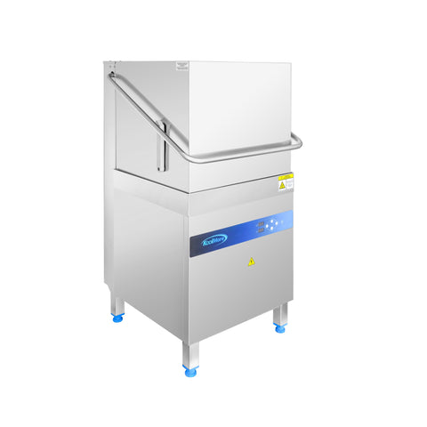 24 in. Commercial Hood-Type High-Temperature Dishwasher, 40 Racks/Hour, 90-Second Cycle, 240V in Stainless-Steel