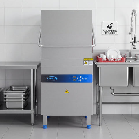 24 in. Commercial Hood-Type High-Temperature Dishwasher, 40 Racks/Hour, 90-Second Cycle, 240V in Stainless-Steel