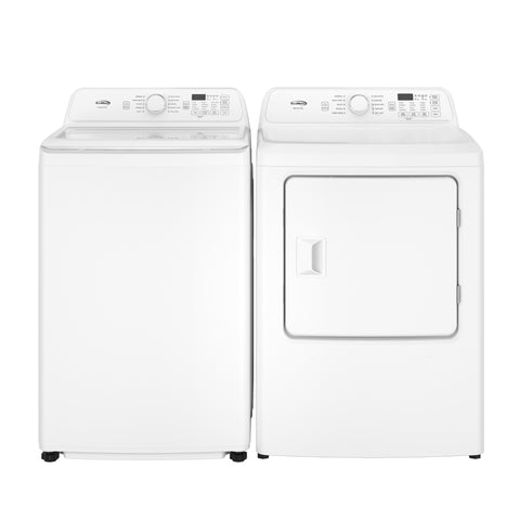 25 in. 4 cu. ft. Top Load Washer with Agitator and 27 in. 7 cu. ft. 240V Electric Dryer Laundry Set in White