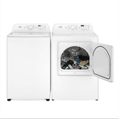 25 in. 4 cu. ft. Top Load Washer with Agitator and 27 in. 7 cu. ft. 240V Electric Dryer Laundry Set in White