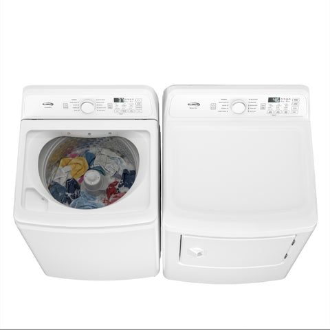 25 in. 4 cu. ft. Top Load Washer with Agitator and 27 in. 7 cu. ft. 240V Electric Dryer Laundry Set in White