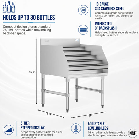 24 in. x 23 in. Liquor Display Rack in 304, 18 GA Stainless Steel