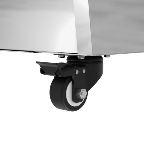 48 in. Refrigerated Buffet Table, 3 Full-Size GN Pan Capacity, Adjustable Cover, Serving Rail, 4 Lockable Casters, Stainless Steel