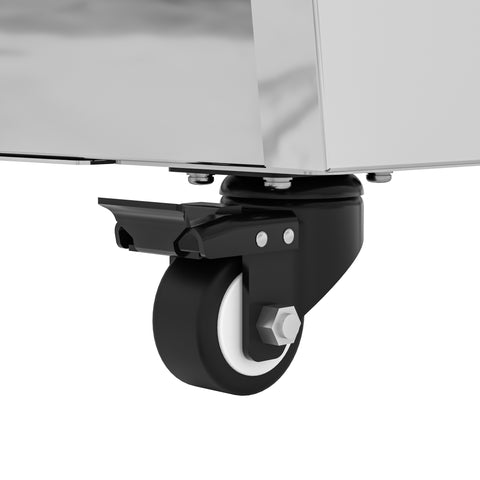 84 in. Refrigerated Buffet Table, 5 Full-Size GN Pan Capacity, Adjustable Cover, Serving Rail, 4 Lockable Casters, Stainless Steel