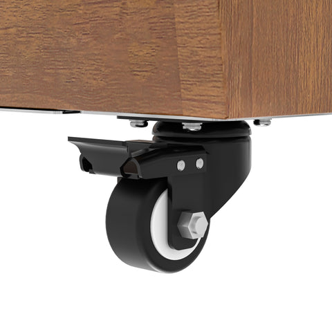 84 in. Buffet Salad Table, 5 Full-Size GN Pan Capacity, Adjustable Cover, Serving Rail, 4 Lockable Casters, Stainless Steel with Wood-Grain Finish