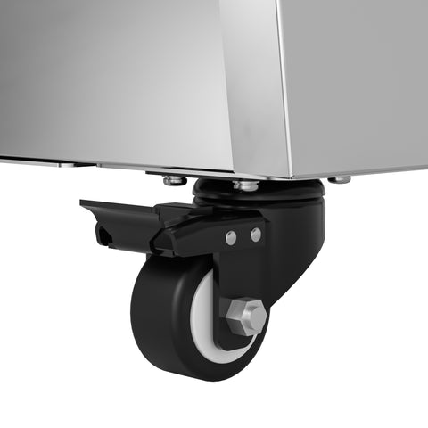 59 in. Refrigerated Buffet Table, 4 Full-Size GN Pan Capacity, Adjustable Cover, Serving Rail, 4 Lockable Casters, Stainless Steel