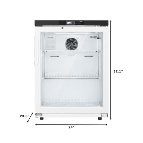 24 in. 4.5 cu. ft. Countertop Medical Pharmacy Refrigerator With Multi-Level Emergency Alarms in White, UL Listed