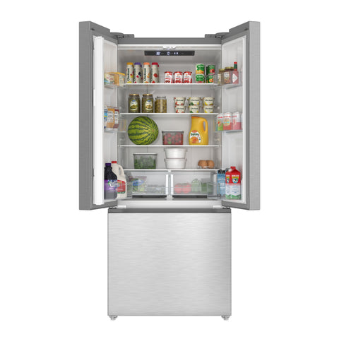 17.5 Cu. Ft. 30-Inch French Door Refrigerator with Automatic Ice Maker, Stainless Steel
