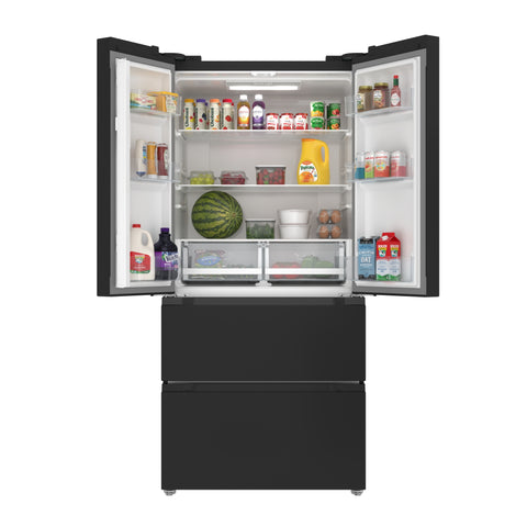17.9 Cu. Ft. 33-Inch 4-Door French Door Refrigerator with Manual Twist Ice Maker, Black