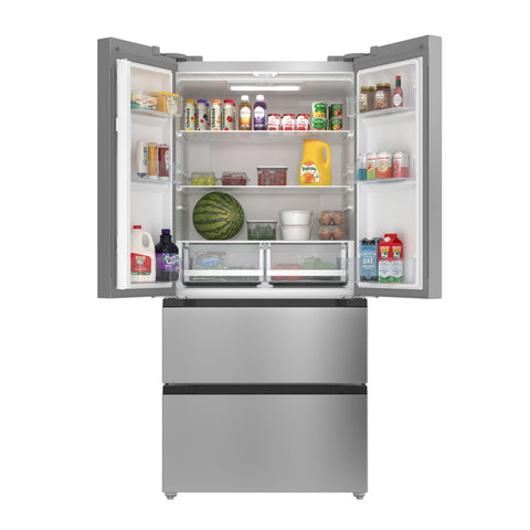 17.9 Cu. Ft. 33-Inch 4-Door French Door Refrigerator with Manual Twist Ice Maker, Stainless Steel