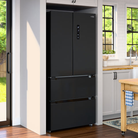 17.9 Cu. Ft. 33-Inch 4-Door French Door Refrigerator with Manual Twist Ice Maker, Black