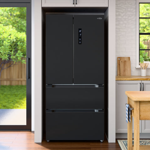 17.9 Cu. Ft. 33-Inch 4-Door French Door Refrigerator with Manual Twist Ice Maker, Black