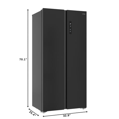 15.6 Cu. Ft. 33-Inch Side-by-Side Refrigerator with Manual Twist Ice Maker, Black