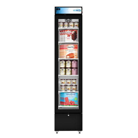 17 in. Slim Commercial Merchandiser Freezer with Manual Defrost, 6.5 Cu. Ft. Capacity, ETL Listed in Black