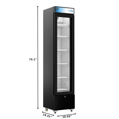 17 in. Slim Commercial Merchandiser Freezer with Manual Defrost, 6.5 Cu. Ft. Capacity, ETL Listed in Black