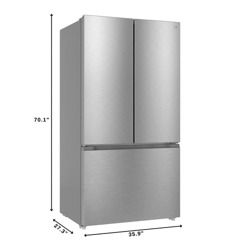 20.3 Cu. Ft. 36-Inch French Door Refrigerator with Automatic Ice Maker, Stainless Steel