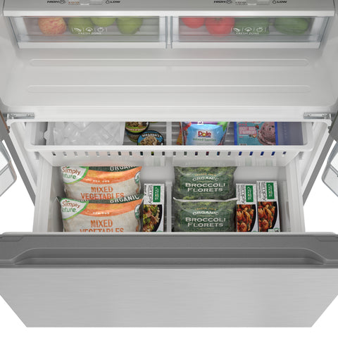 20.3 Cu. Ft. 36-Inch French Door Refrigerator with Automatic Ice Maker, Stainless Steel