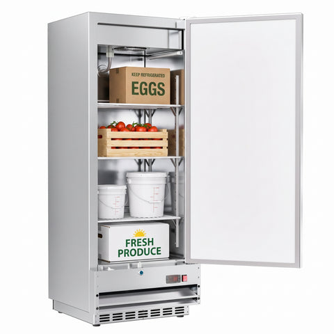 25 in. Commercial Stainless Steel 1-Door Reach-In Refrigerator, 12 cu. ft.