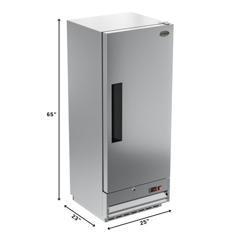 25 in. Commercial Stainless Steel 1-Door Reach-In Refrigerator, 12 cu. ft.