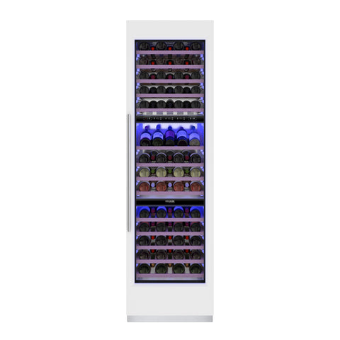 KoolMore Reserve 24 Inch. 100-Bottle Panel Ready Premium Column Wine Cooler Refrigerator with 14 Wooden Shelves, Carbon Filtration, Three Cooling Zones, ETL Listed