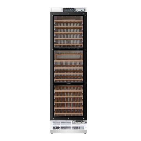 KoolMore Reserve 24 Inch. 100-Bottle Panel Ready Premium Column Wine Cooler Refrigerator with 14 Wooden Shelves, Carbon Filtration, Three Cooling Zones, ETL Listed