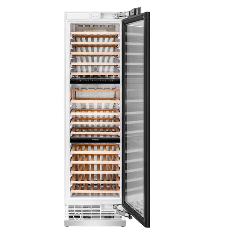 KoolMore Reserve 24 Inch. 100-Bottle Panel Ready Premium Column Wine Cooler Refrigerator with 14 Wooden Shelves, Carbon Filtration, Three Cooling Zones, ETL Listed