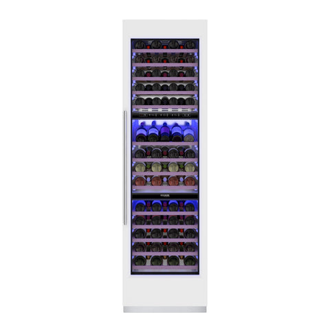 KoolMore Reserve 24 Inch. 100-Bottle Panel Ready Premium Column Wine Cooler Refrigerator with 14 Wooden Shelves, Carbon Filtration, Three Cooling Zones, ETL Listed