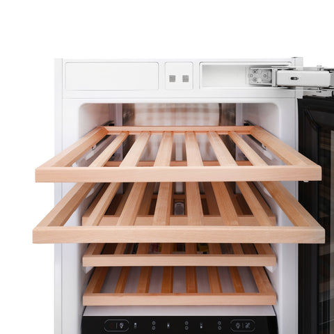 KoolMore Reserve 24 Inch. 100-Bottle Panel Ready Premium Column Wine Cooler Refrigerator with 14 Wooden Shelves, Carbon Filtration, Three Cooling Zones, ETL Listed