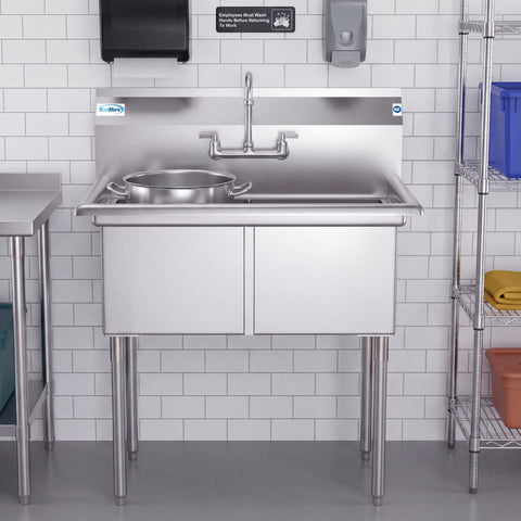 36 in. Two Compartment Stainless Steel Commercial Sink, Bowl Size 15"x 15"x 12"