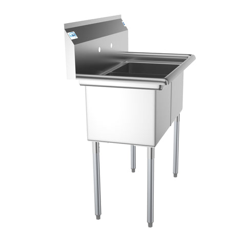 36 in. Two Compartment Stainless Steel Commercial Sink, Bowl Size 15"x 15"x 12"