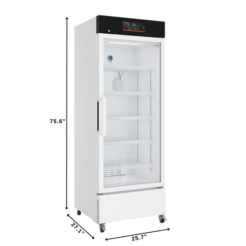 25 in. 15 cu. ft. Medical Pharmacy Refrigerator With Multi-Level Emergency Alarms in White, UL Listed