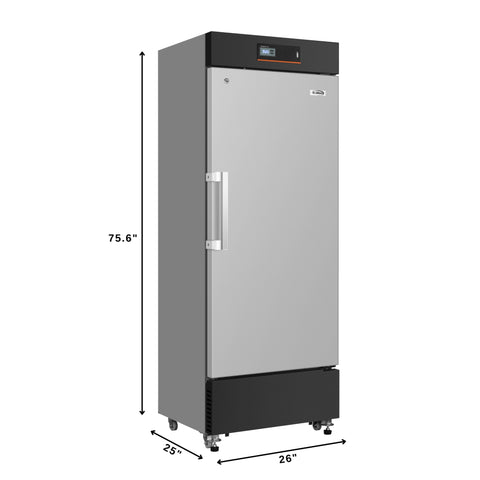 27 in. -25 C Upright Medical Freezer For Pharmacy / Laboratory With Dynamic Freeze, LED Display, Multi-Level Emergency Alarms and Precise Temperature Control, 10.8 Cu. Ft. in Stainless-Steel (KM-PHF-10C)