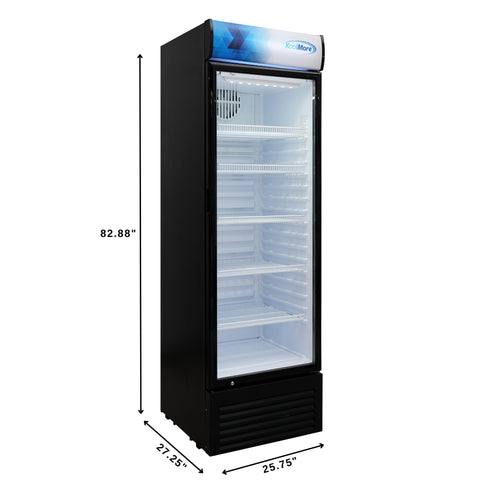 26 in. Commercial Merchandiser Refrigerator with LED Lights, 15 Cu. Ft. in Black (KM-MDR-1GD-15C)