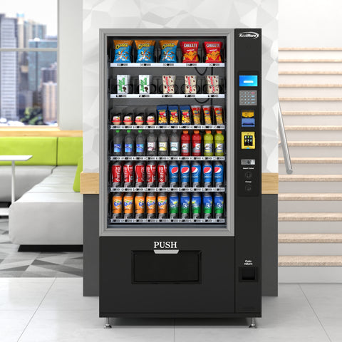 Refrigerated Snack Vending Machine with 60 Slots, Credit Card Reader and Coin/Bill Acceptor in Black (KM-VMR-40-BCR)