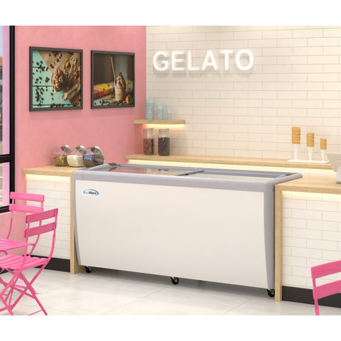 70 in. 14-Pan Gelato Dipping Cabinet Display Freezer with Sliding Glass Door, 20 cu. ft. (KM-GDC-71SD)